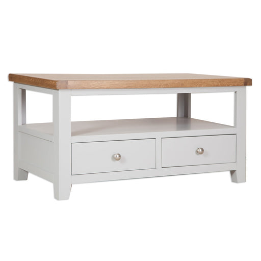 St.Ives French Grey & Oak 2 Drawer Coffee Table - The Furniture Mega Store 