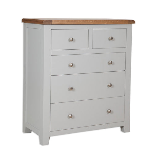 St.Ives French Grey & Oak 2 Over 3 Chest Of Drawers - The Furniture Mega Store