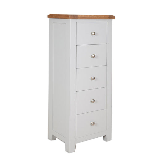 St.Ives French Grey & Oak Tall Boy Chest Of Drawers - The Furniture Mega Store