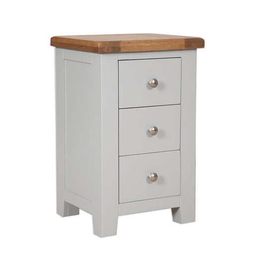 St.Ives French Grey & Oak 3 Drawer Bedside Cabinet - The Furniture Mega Store 