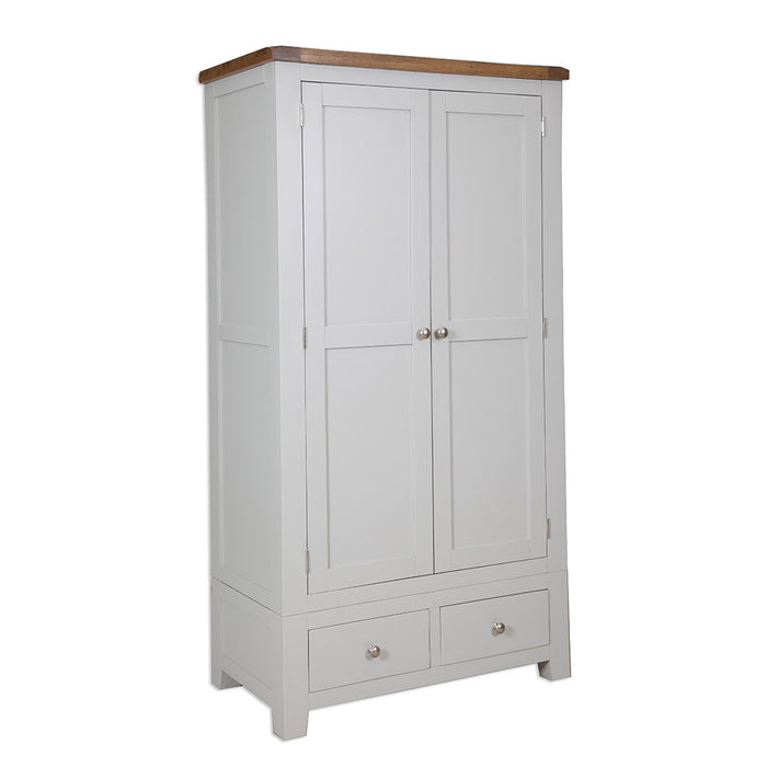 St.Ives French Grey & Oak 2 Door 2 Drawer Wardrobe - The Furniture Mega Store 