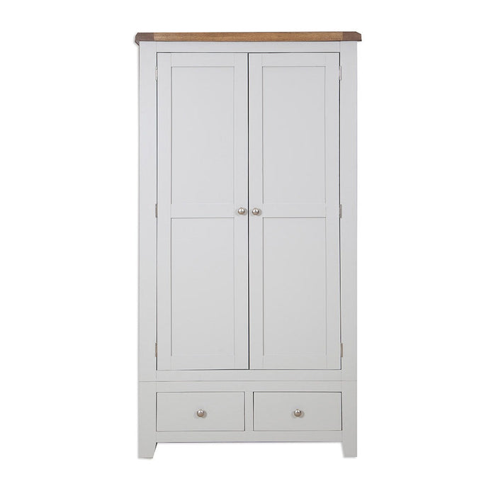 St.Ives French Grey & Oak 2 Door 2 Drawer Wardrobe - The Furniture Mega Store 