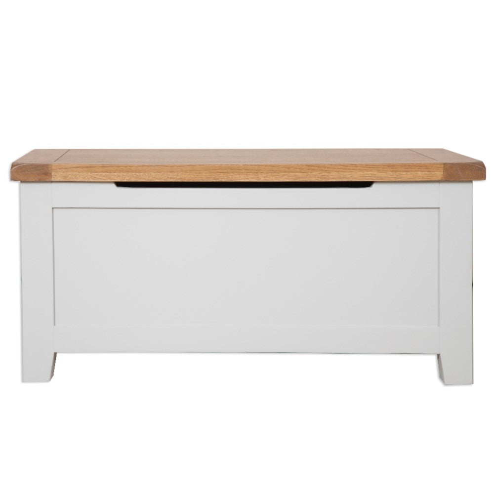 St.Ives French Grey & Oak Blanket Box - The Furniture Mega Store 