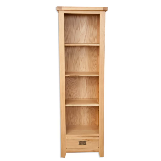 Wiltshire Natural Oak  1 Drawer Slim Bookcase - The Furniture Mega Store 