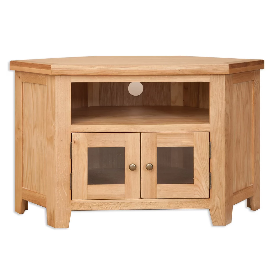 Wiltshire Natural Oak Glazed Corner TV The Furniture Mega Store