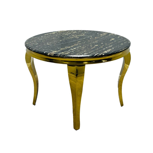 Louis 1.1m Round Black Marble & Gold Leg Dining Table - The Furniture Mega Store 