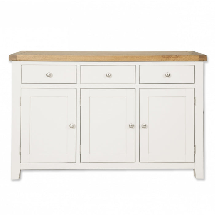 St.Ives White Painted & Oak 3 Door 3 Drawer Large Sideboard - The Furniture Mega Store 