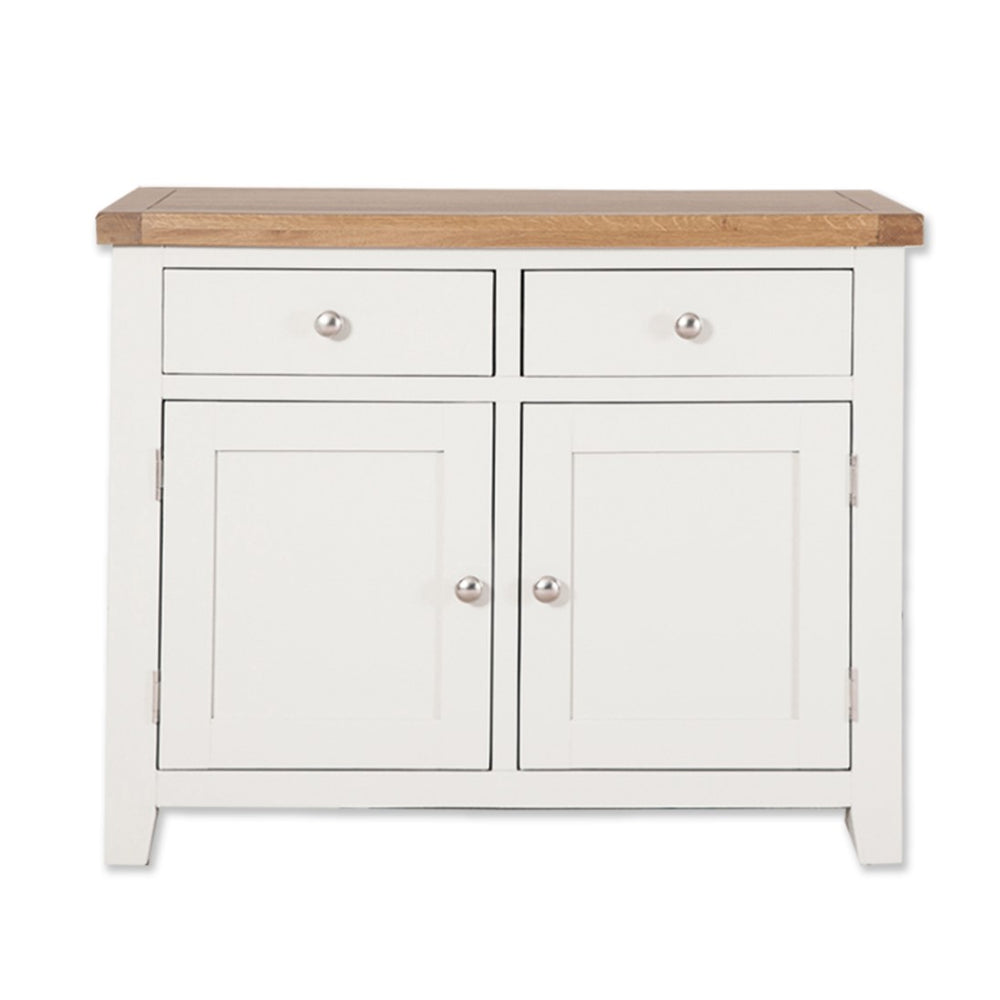 St.Ives White Painted & Oak 2 Door 2 Drawer Medium Sideboard - The Furniture Mega Store 