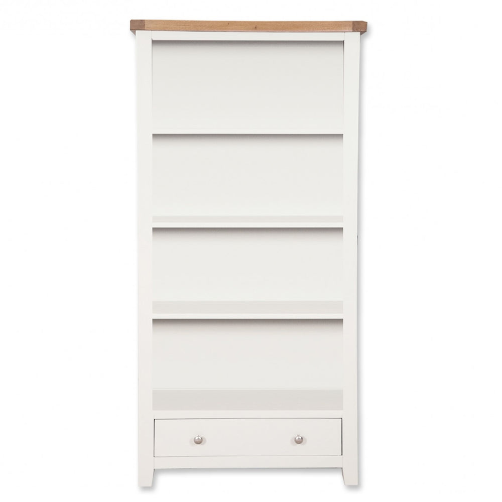 St.Ives White Painted & Oak Large 1 Drawer Bookcase - The Furniture Mega Store 