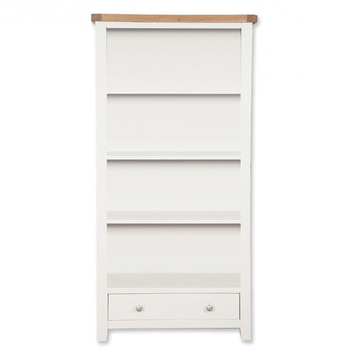 St.Ives White Painted & Oak Large 1 Drawer Bookcase - The Furniture Mega Store 