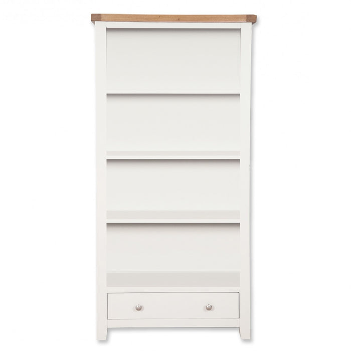 St.Ives White Painted & Oak Large 1 Drawer Bookcase - The Furniture Mega Store 
