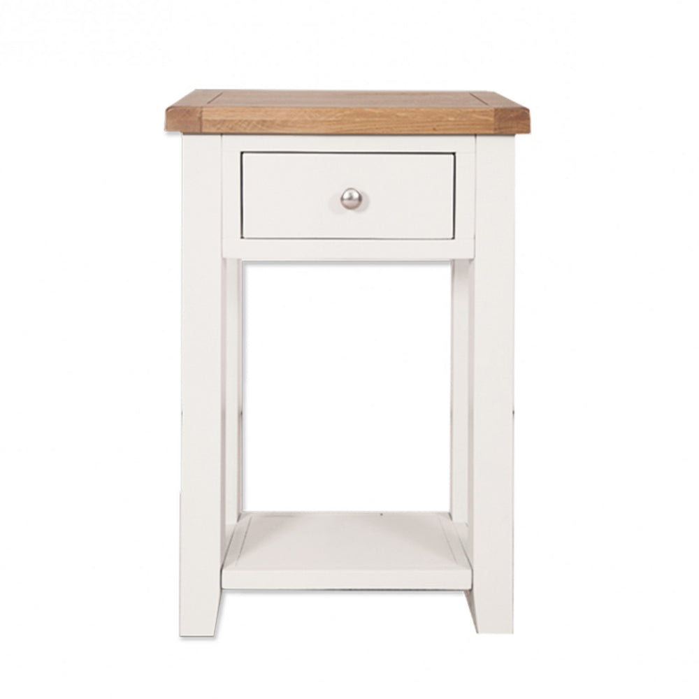 St.Ives White Painted & Oak 1 Drawer Slim Console Table - The Furniture Mega Store 