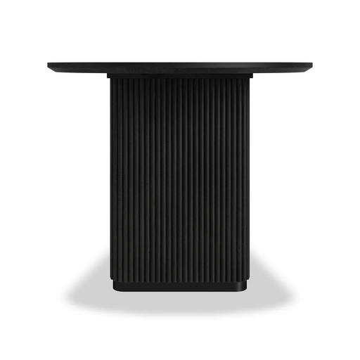 Miles Charcoal Fluted Mango Double Pedestal Curved Dining Table 200cm - The Furniture Mega Store 