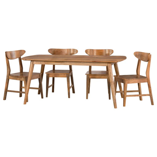 Janeiro Mango Wood 175cm Dining Table & 4 Matching Dining Chairs Dining Set - The Furniture Mega Store 