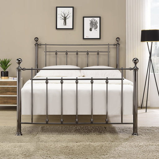 Lenny 4'6 Double Bed - Black Chrome - The Furniture Mega Store 