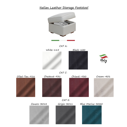 Italian Leather Storage Footstool - Choice Of Leathers - The Furniture Mega Store 