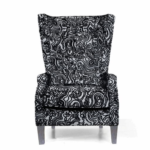 Noelle-Black Fabric Throne Wingback Accent Chair - Choice Of Legs - The Furniture Mega Store