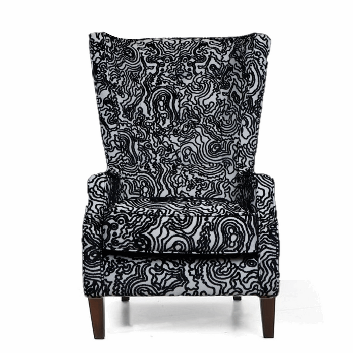 Noelle-Black Fabric Throne Wingback Accent Chair - Choice Of Legs - The Furniture Mega Store 