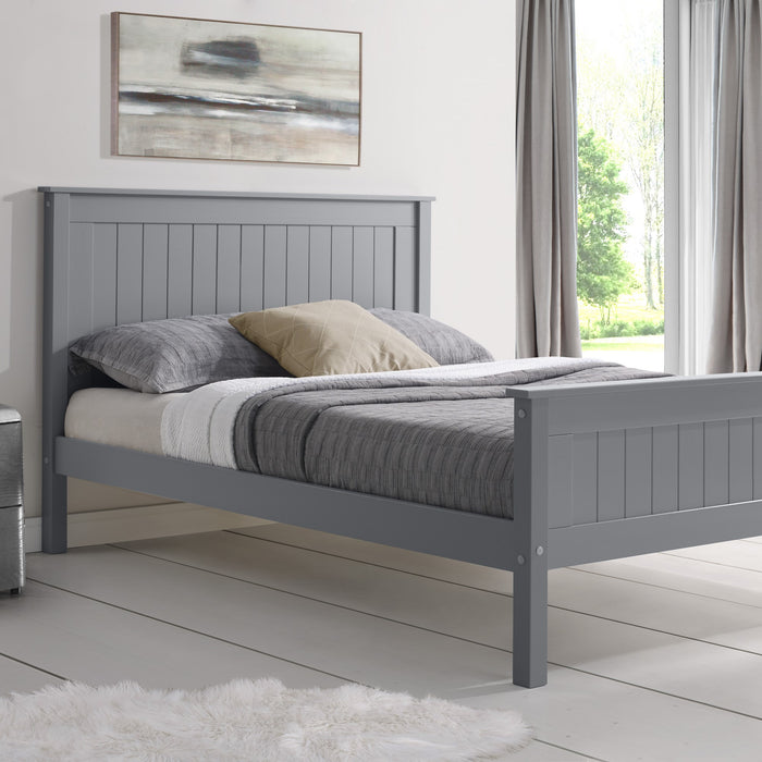 Tito High Foot End 4"6 Double Bed - Light Grey - The Furniture Mega Store 