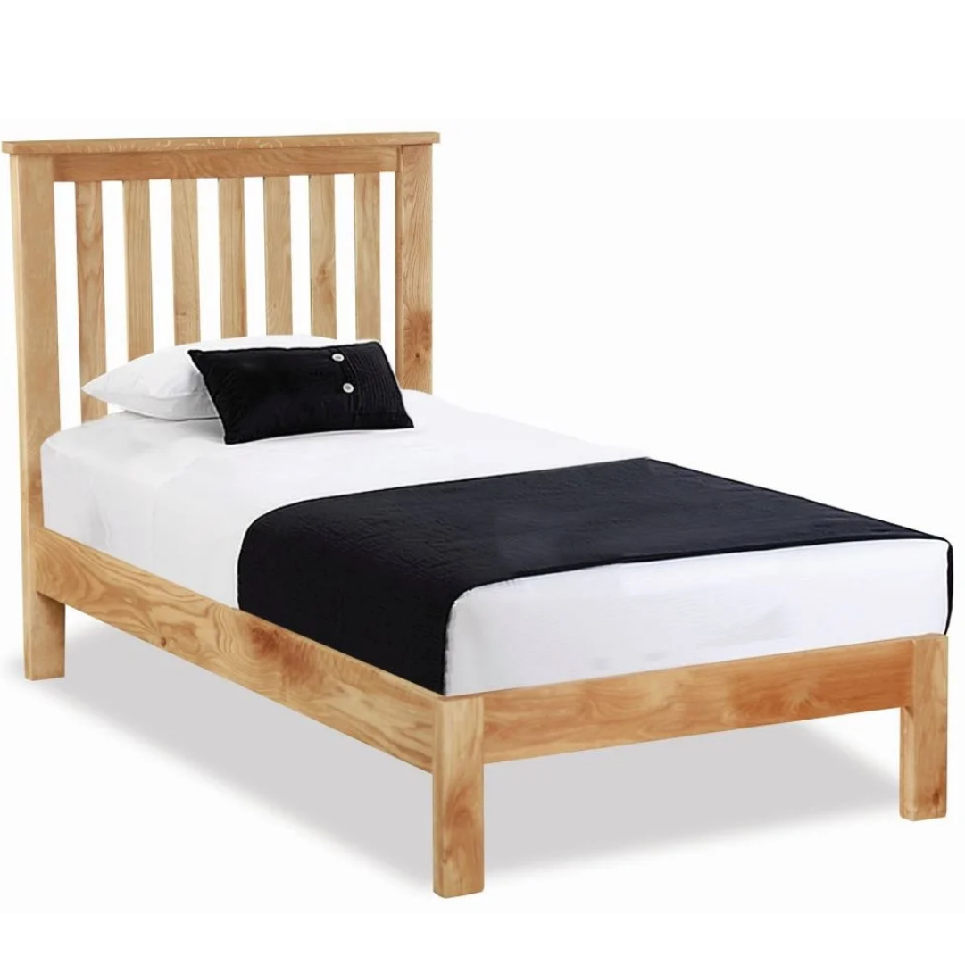 Bevel Natural Solid Oak Single Bed The Furniture Mega Store