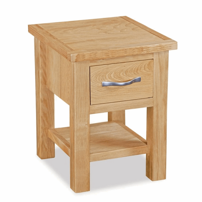 Bevel Natural Solid Oak 1 Drawer Lamp Table - The Furniture Mega Store 