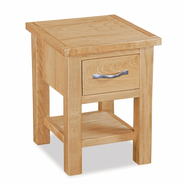 Bevel Natural Solid Oak 1 Drawer Lamp Table - The Furniture Mega Store 