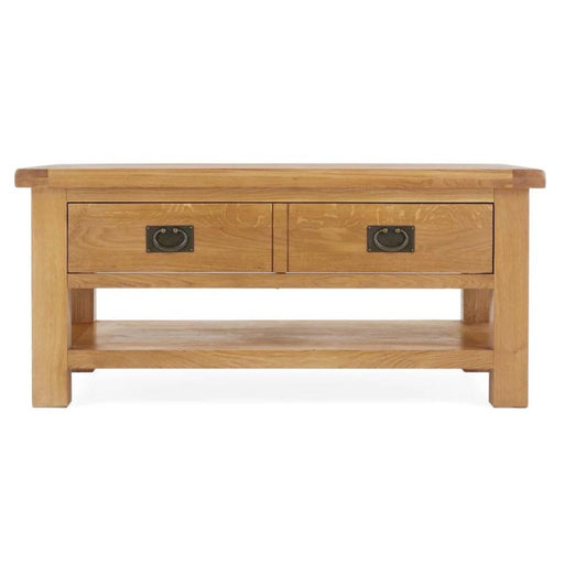 Sailsbury Solid Oak Large 2 Drawer Coffee Table - The Furniture Mega Store 