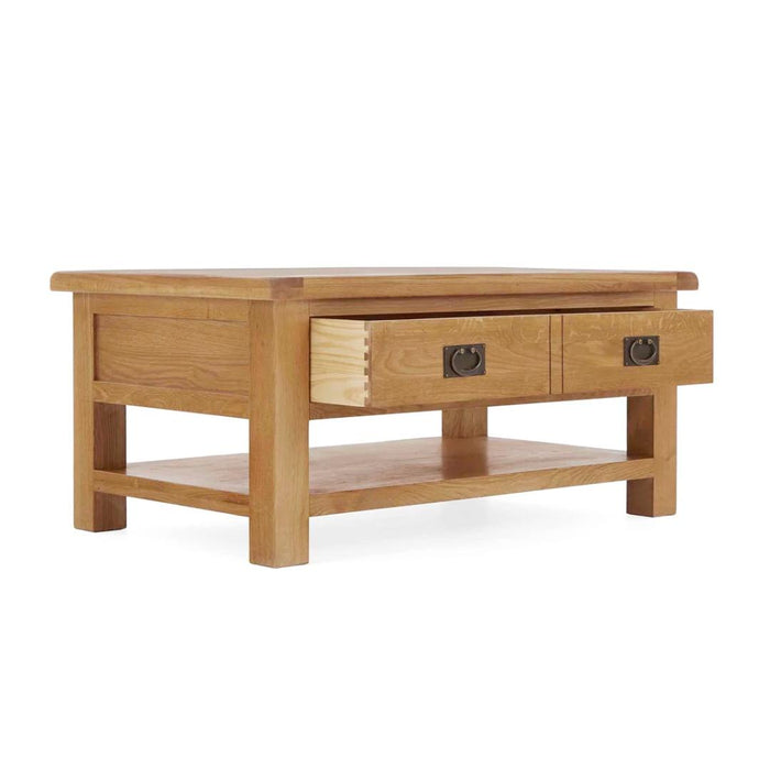 Sailsbury Solid Oak Large 2 Drawer Coffee Table - The Furniture Mega Store 