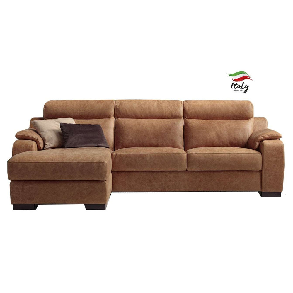 Ethos Italian Leather Chaise Corner Sofa Collection - Choice Of Leathers - The Furniture Mega Store 