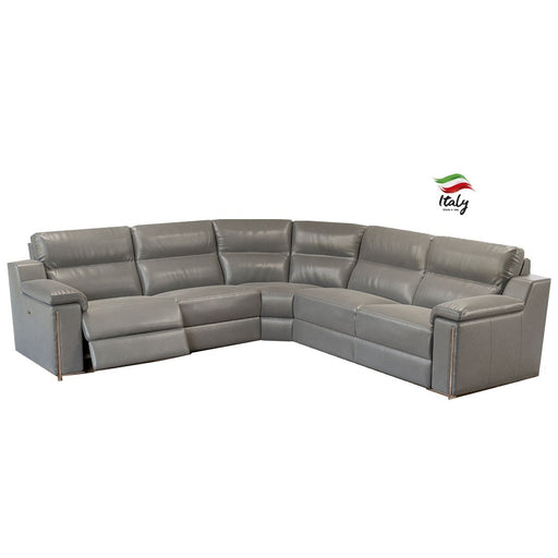 Haribo Italian Leather Power Recliner Corner Sofa - The Furniture Mega Store 