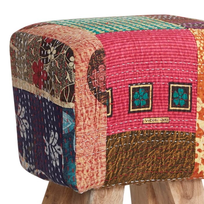 Multi Colour Fabric Upholstered Stool - The Furniture Mega Store 
