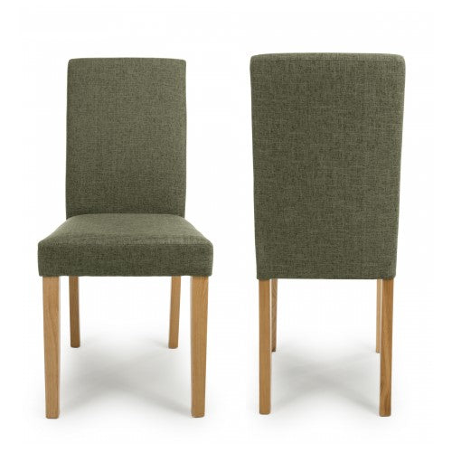 Finsbury Sage Green Linen Dining Chairs - Sold In Pairs - The Furniture Mega Store 