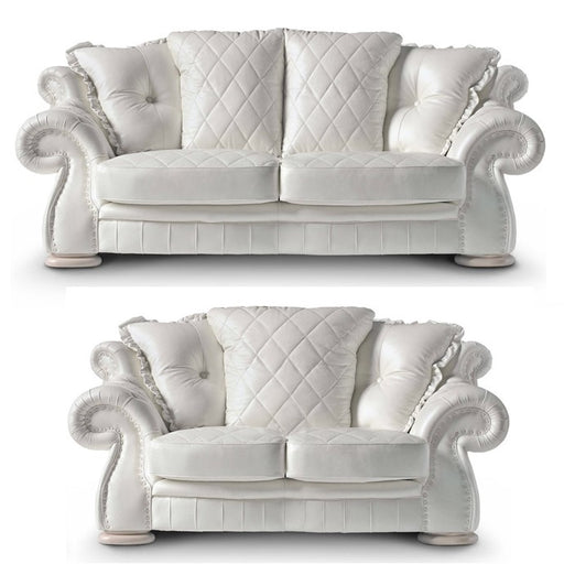 Pendragon Italian Leather 3 Seater & 2 Seater Sofa Set - Choice Of Leathers & Optional Swarovski Crystal Buttons - The Furniture Mega Store 