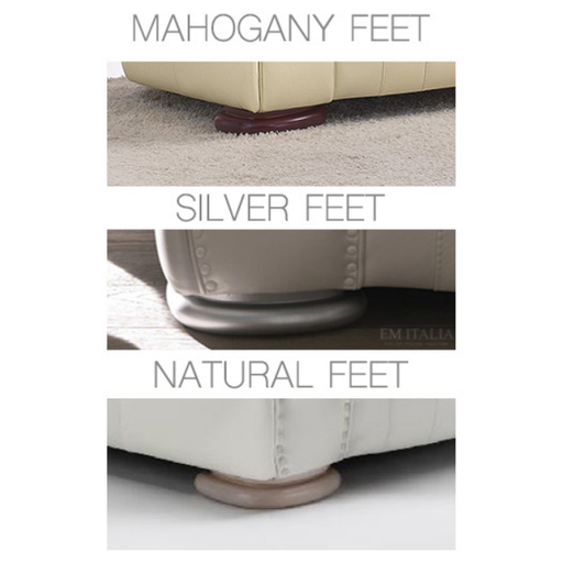 Pendragon Italian Leather 3 Seater Sofa & x2 Armchairs Set - Choice Of Feet & Leather Or Swarovski Buttoned Arms. - The Furniture Mega Store 