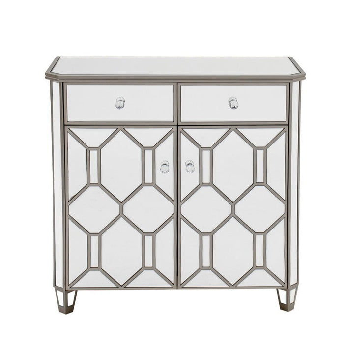 Rosa Geometric Mirrored 2 Door 2 Drawer Sideboard - The Furniture Mega Store 