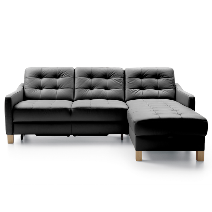 Malmo Leather Corner Chaise Sofa Bed With Storage - The Furniture Mega Store 