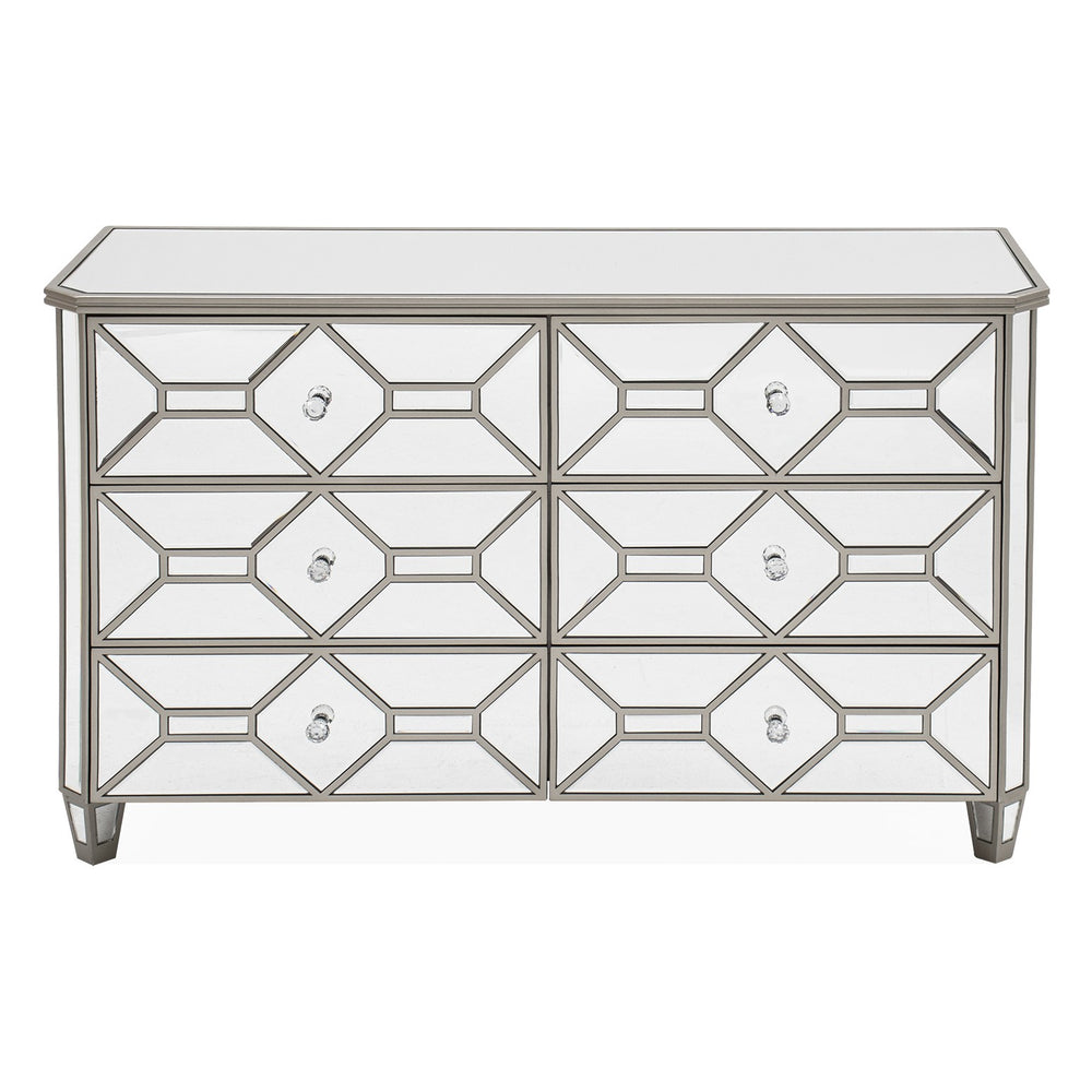 Geometric Mirrored 6 Drawer Dressing Chest - Out Of Stock ETA 9/11/2023 - The Furniture Mega Store 