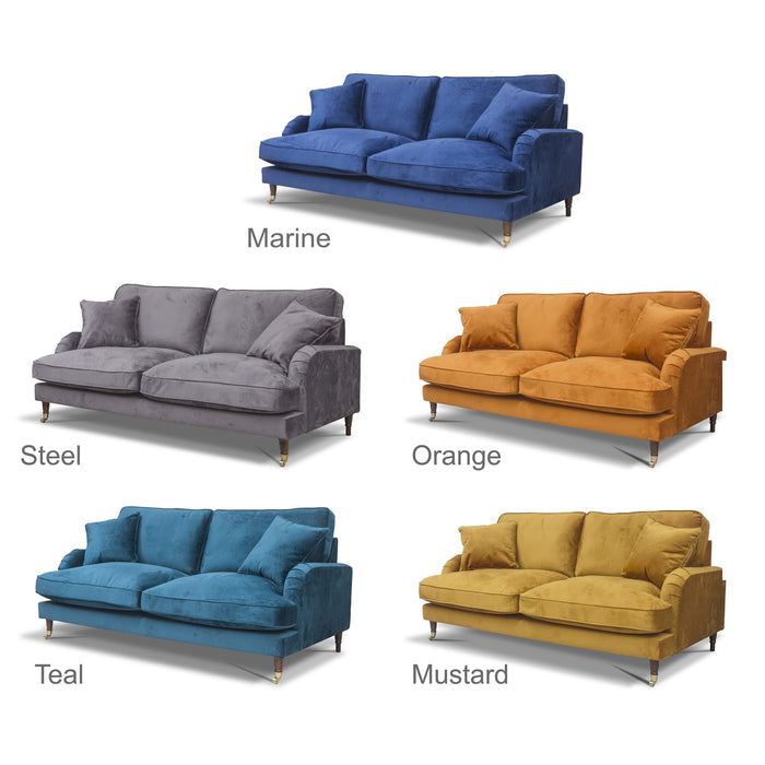 Rupert Velvet 3 Seater Sofa & 2 Armchairs Set - Choice Of Colours - The Furniture Mega Store 
