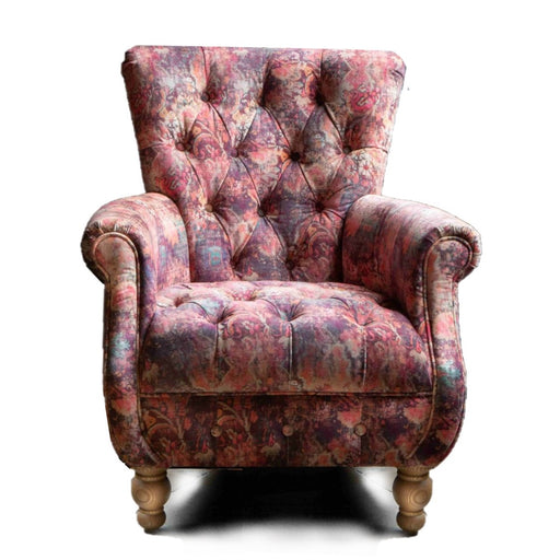 Serpentine Buttoned Chesterfield Wing Chair - The Furniture Mega Store