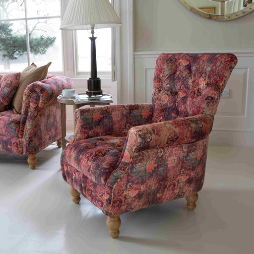 Serpentine Buttoned Chesterfield Wing Chair - The Furniture Mega Store