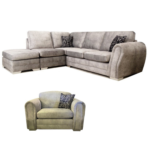 Laila Left Hand Corner Chaise End Sofa & Love Chair Set - In Stock -Delivery Within  7 - 14 Days*** - The Furniture Mega Store 
