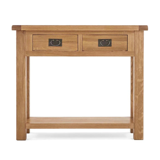 Sailsbury Solid Oak 2 Drawer Console Table - The Furniture Mega Store 