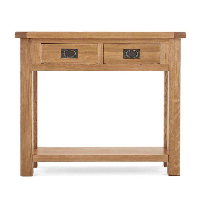 Sailsbury Solid Oak 2 Drawer Console Table - The Furniture Mega Store 