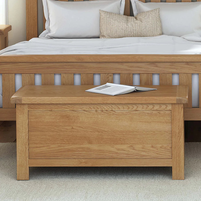 Sailsbury Solid Oak Blanket Box - The Furniture Mega Store 