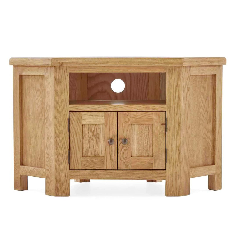 Sailsbury Solid Oak Corner TV Cabinet - 105cm - The Furniture Mega Store 