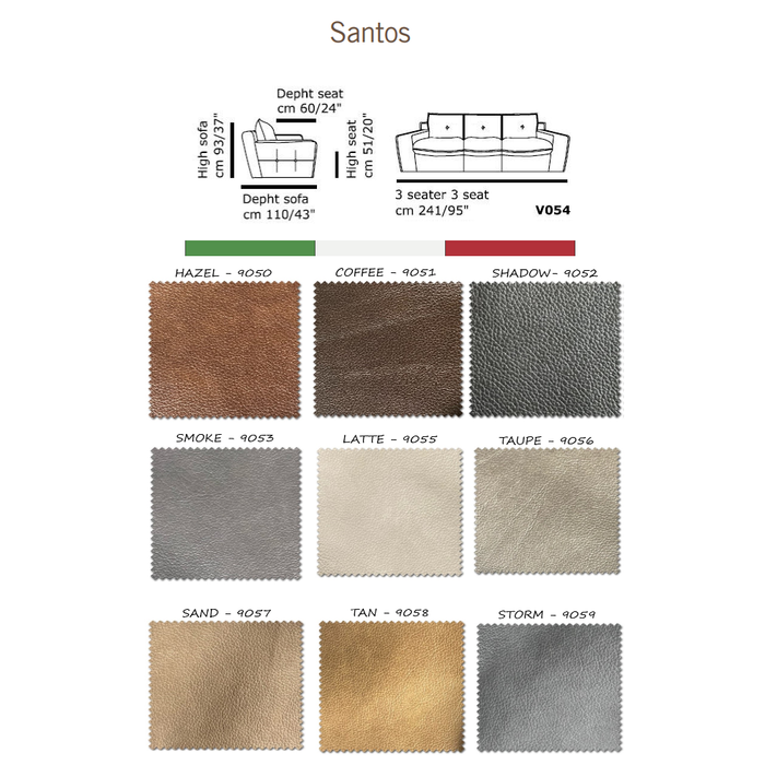 Santos Italian Leather Sofa Collection - Choice Of Sizes & Leathers - The Furniture Mega Store 