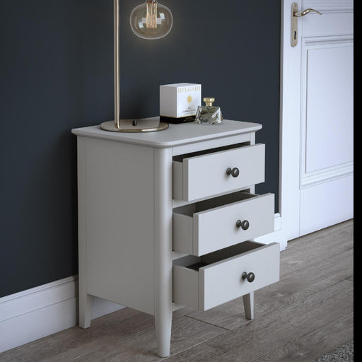 Stowe Silver Grey 3 Drawer Bedside Cabinet - The Furniture Mega Store