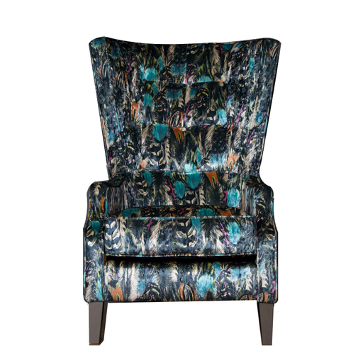 Feathers Jewel Velvet Fabric Throne Winged Accent Chair - Choice Of Legs - The Furniture Mega Store