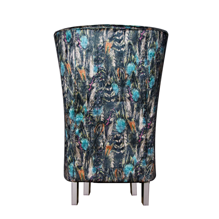 Feathers Jewel Velvet Fabric Throne Winged Accent Chair - Choice Of Legs - The Furniture Mega Store 