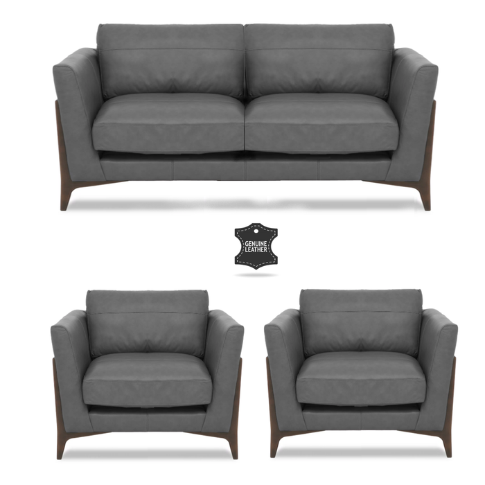Ren Leather 3 Seater Sofa & 2 Armchairs Set - The Furniture Mega Store 